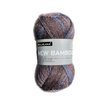 Pelote de laine & bambou BellaLana New Bamboo, 50g, marron-bleu