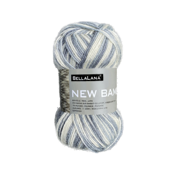 Pelote de laine & bambou BellaLana New Bamboo, 50g, gris-blanc