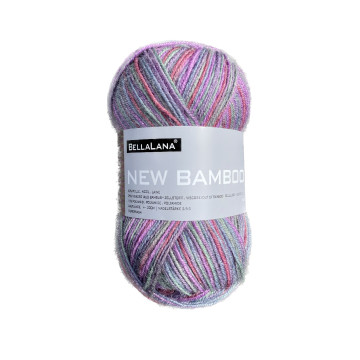 Pelote de laine & bambou BellaLana New Bamboo, 50g, pourpre-anthracite