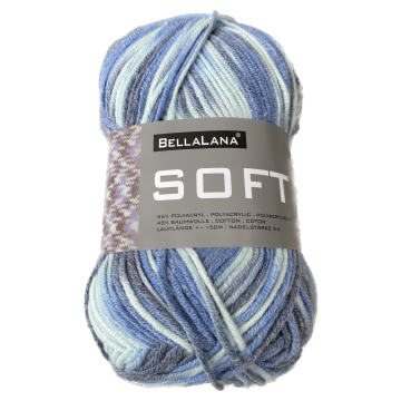 Pelote de laine polyacrylique & coton BellaLana SOFT, 50g, bleu- menthe