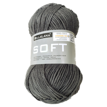 Pelote de laine polyacrylique & coton BellaLana SOFT, 50g, gris foncé