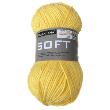 Pelote de laine polyacrylique & coton BellaLana SOFT, 50g, jaune
