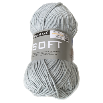 Pelote de laine polyacrylique & coton BellaLana SOFT, 50g, gris clair