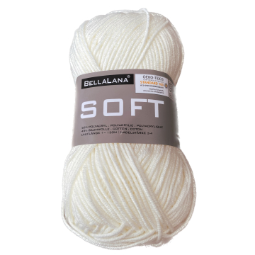 Pelote de laine polyacrylique & coton BellaLana SOFT, 50g, blanc cassé