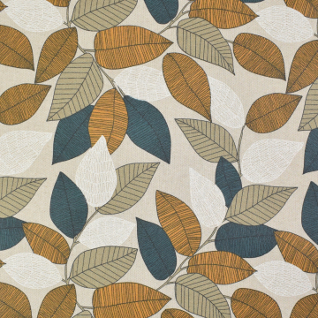 Tissu enduit coton déperlant Color Leaves, beige