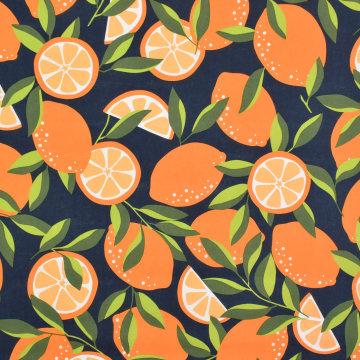 Gecoate katoen Lemons, marineblauw
