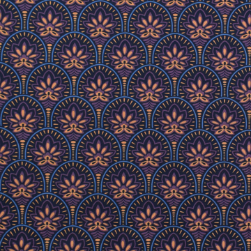 Gecoate katoen oriental flowers, marineblauw