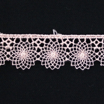 Ruban dentelle crocheté, vieux rose 17 mm