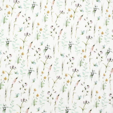 Biologische katoenjersey Wild Flowers, gebroken wit