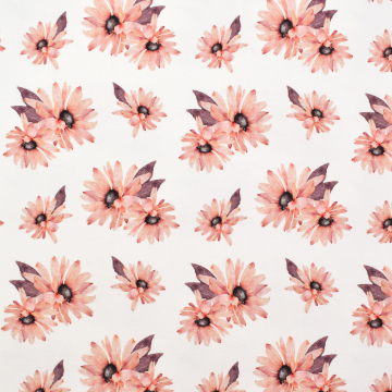 Tissu french terry bio Fleurs flowers, blanc cassé