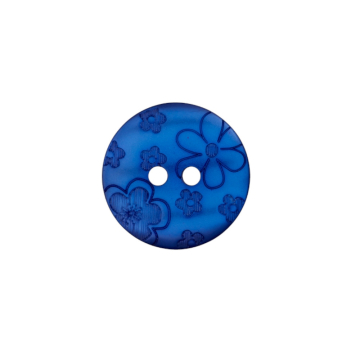 Bouton couture plastique pour chemisiers 12mm 2 trous fleur, bleu foncé