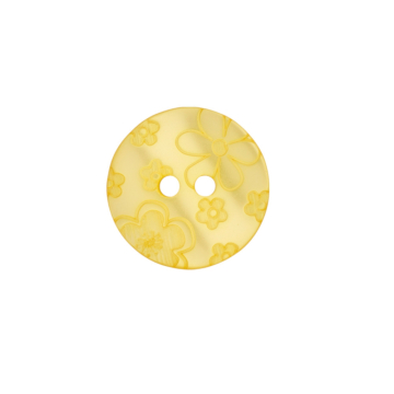 Bouton couture plastique pour chemisiers 12mm 2 trous fleur, jaune