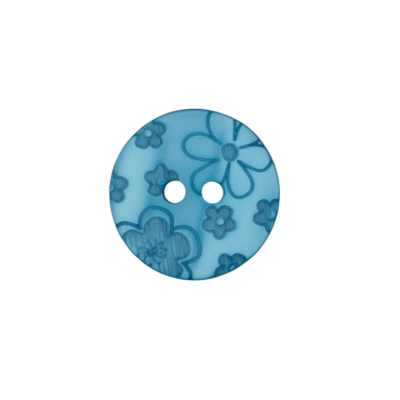 Bouton couture plastique pour chemisiers 12mm 2 trous fleur, bleu pétrole