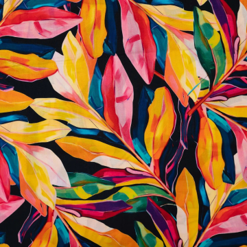 Blouse Fabric Lyocell Leaves, multicolour