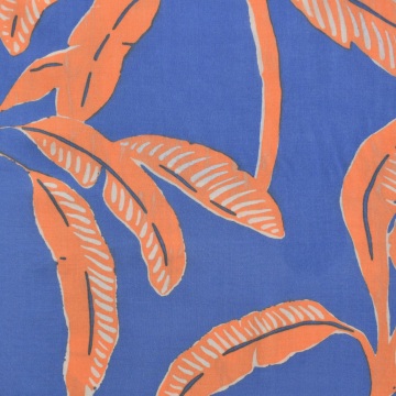 Blusenstoff Palmenblätter, taubenblau