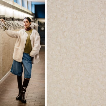 Bouclé stof Fibre Mood, gebroken wit