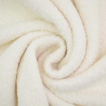 Tissu bouclette uni, blanc cassé