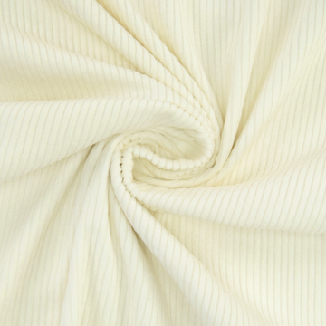 Tissu velours côtelé grosses côtes Lea prélavé, blanc cassé