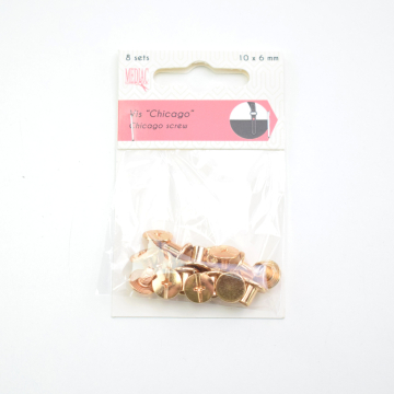 8 vis Chicago 10x6mm pour sacs, couleur or