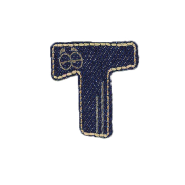 Patch en jean alphabet, lettre T