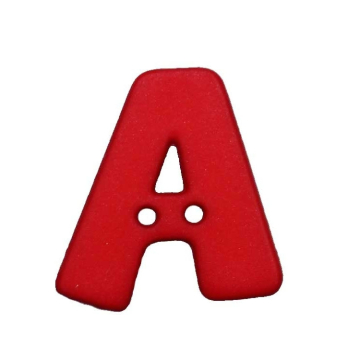 Bouton couture plastique Lettre, A, rouge
