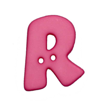 Bouton couture plastique Lettre R, fuchsia