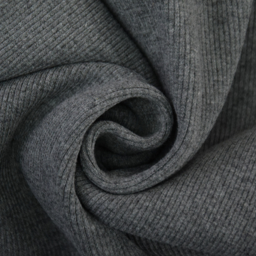 Tissu bord-côte jersey tubulaire côtelé, gris foncé chiné