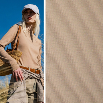 Cuff fabric ribbed Fibre Mood, light brown