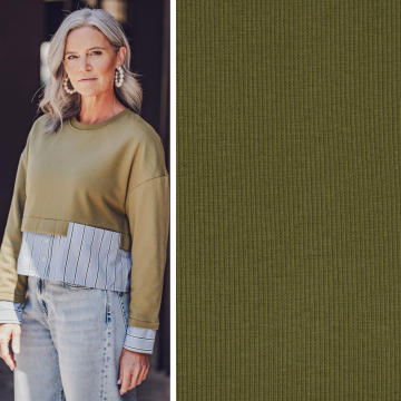 Bündchenstoff gerippt Fibre Mood, olivgrün