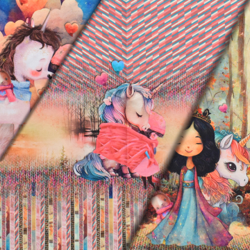 Canvas Kinder Rucksackpanel Dreaming Unicorn, 50 x 150 cm