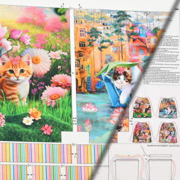 Canvas Kinder Rucksackpanel Sweet Cats 50 x 150 cm