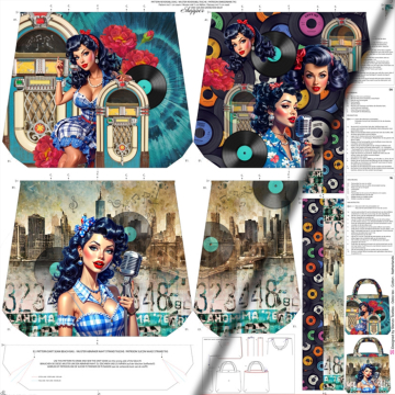 Toile canvas panneau pour sacs Stenzo Music Girl 125x150cm