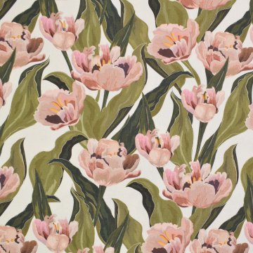 Decoratiestof canvas flowers, cremekleurig