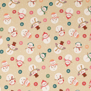 Decoratiestof Canvas sneeuwpop, naturel