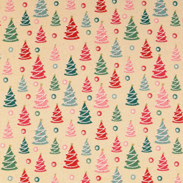 Decoratiestof Canvas kerstbomen, naturel