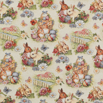 Dekostoff Gobelin Bunny Garden, beige