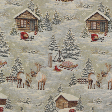 Tissu déco gobelin monde hivernal