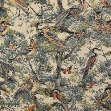 Dekostoff Gobelinstoff Bird Forest, creme