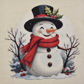Dekostoff Gobelinstoff Happy Snowman Panel, 46 x 46 cm
