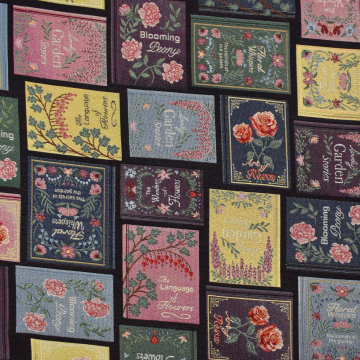Dekostoff Gobelinstoff Library Book Cover, schwarz