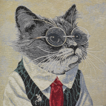 Dekostoff Gobelinstoff Panel Nerdy Cat, 46 x 46 cm
