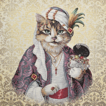 Dekostoff Gobelinstoff Panel Oriental Cat, 46 x 46 cm