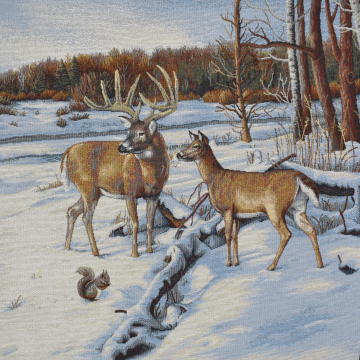 Tissu déco panneau gobelin Panel Winter Deer, 46x46 cm