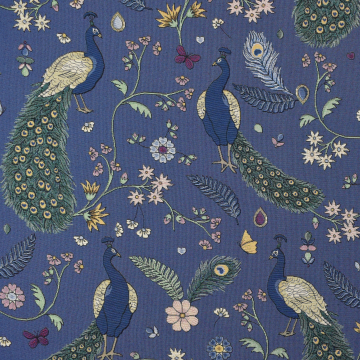 Decoration fabric Gobelin Peacock Garden, blue