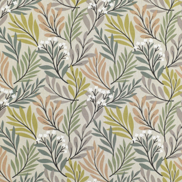 Decoratiestof half panama bladeren, naturel