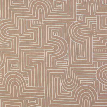 Decoration fabric half panama Curve Maze Line, light brown