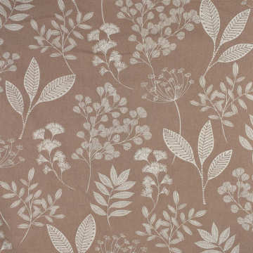 Decoratiestof half panama Floral Branches, lichtbruin
