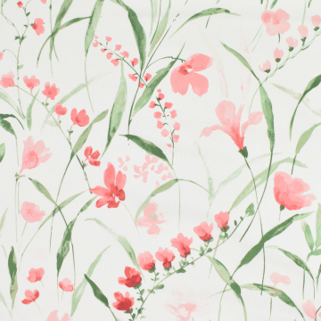Tissu déco semi panama Fleurs Floral Fresia, blanc cassé