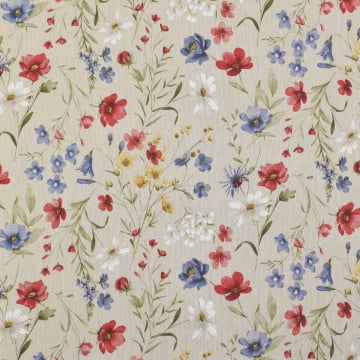 Tissu déco semi panama Fleurs Flower Field, beige