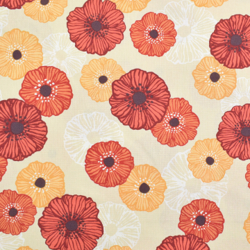 Tissu déco semi panama Fleurs Flower Joy, jaune clair